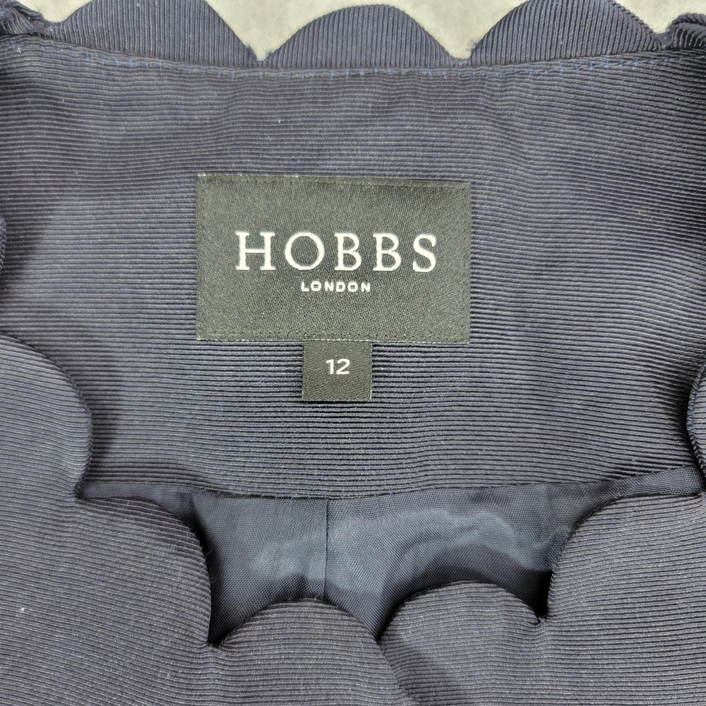 Hobbs Skirt Suit Womens 12 Blue Scallop Hem Jacket Skirt Set Lined Workwear - Picture 2 of 16